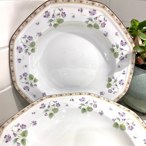 Dinner Set Gracious Soup Bowl Violeta Y0005 Set 4 Christopher Stuart Floral - Picture 2 of 8